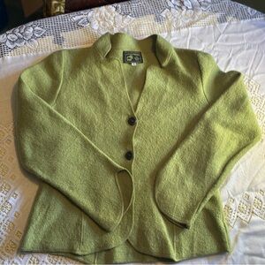 Vintage Classic Women's Green Button-Front Sweater Jacket